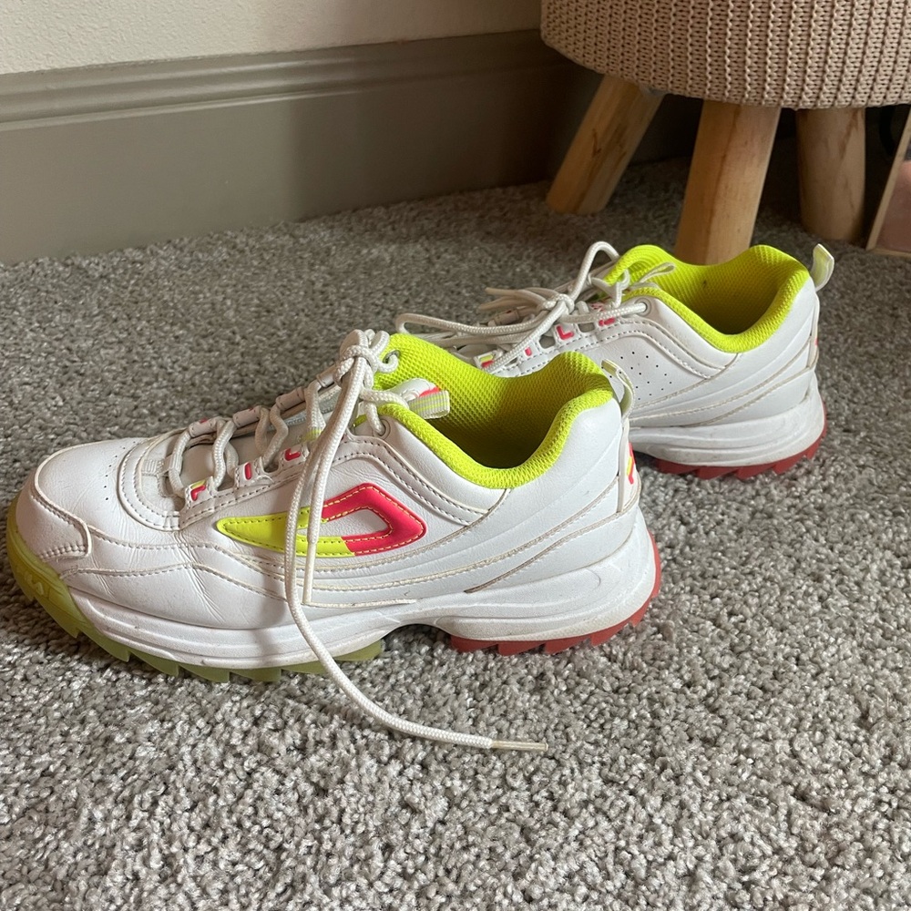 FILA White and Neon Sneakers